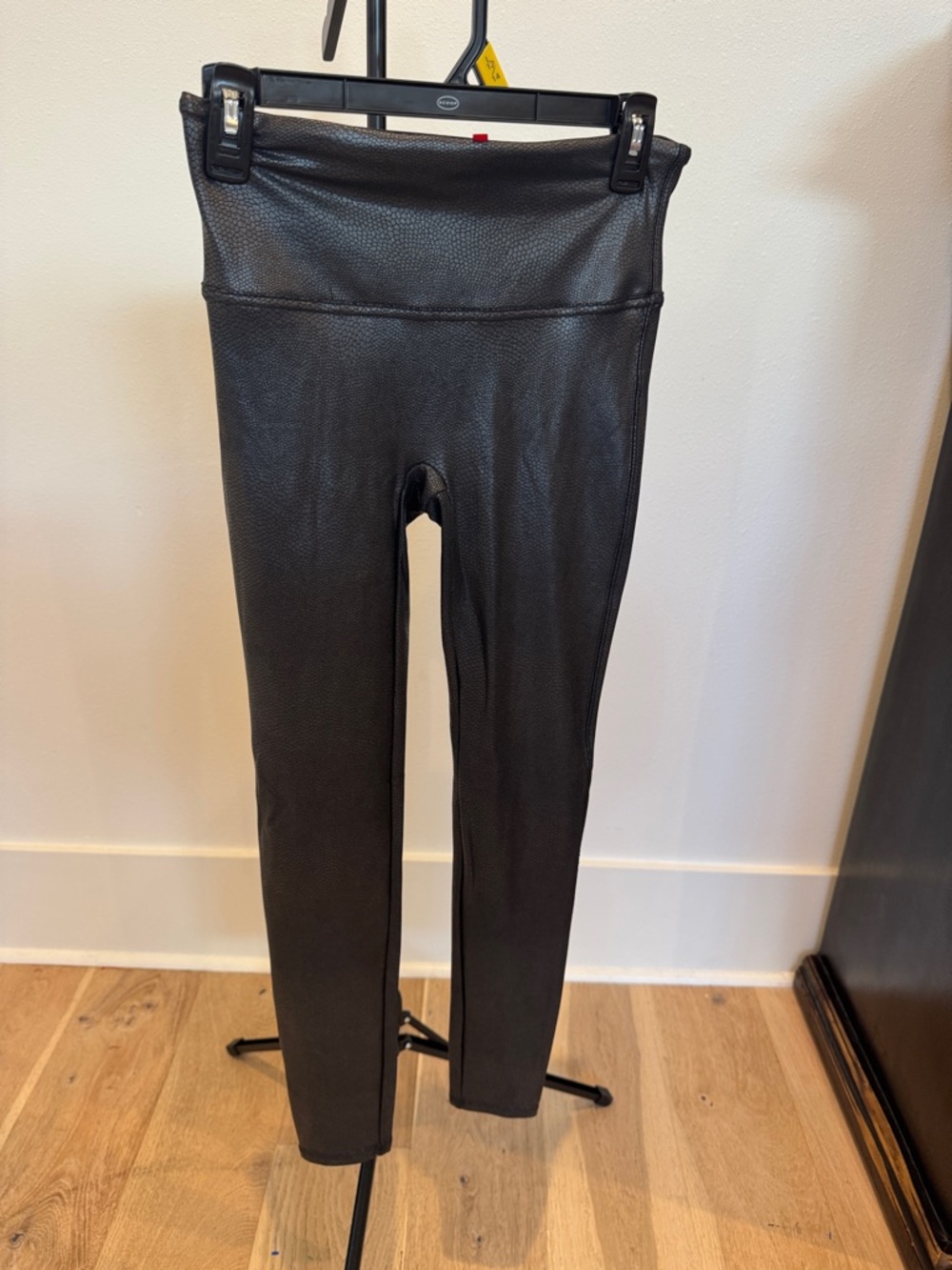 SPANX Black Faux Leather Textured Leggings